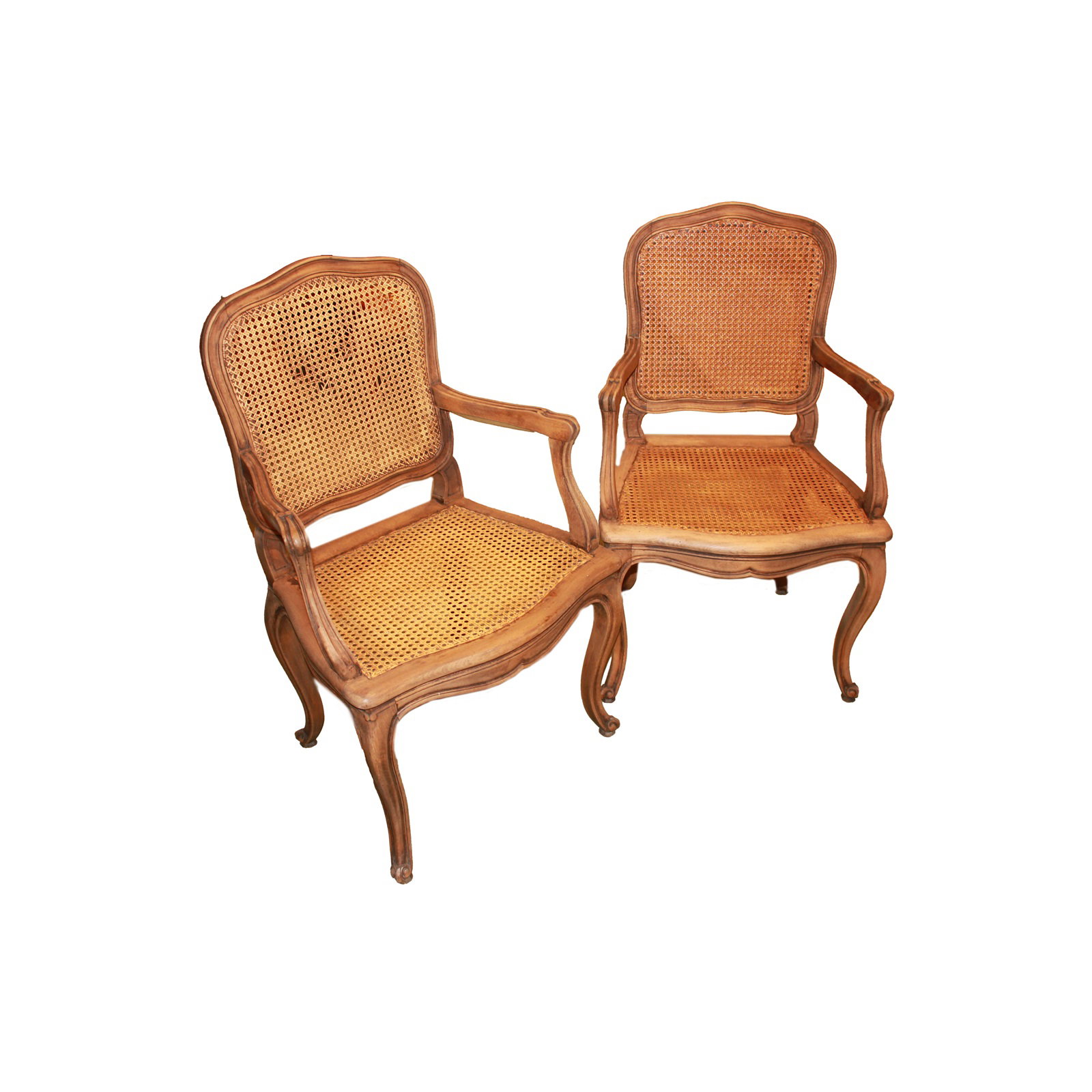 Pareja de Sillones Provenzales del 1800 con Asiento y Respaldo de Paja